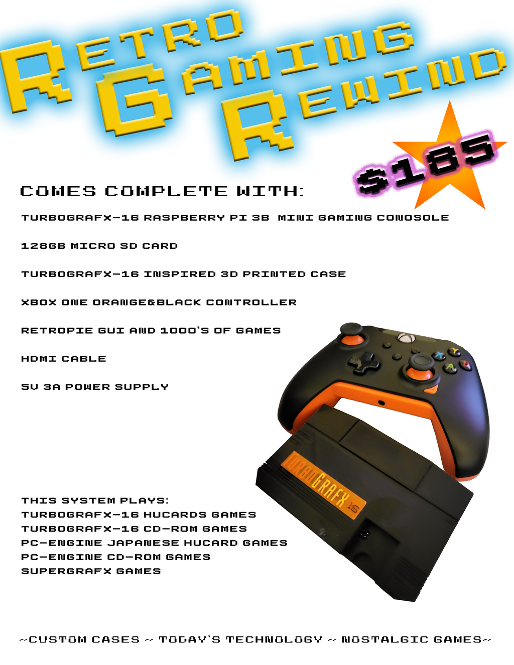 Custom Turbo-Inspired Retro Console | Raspberry Pi 3 | Ready to Play
